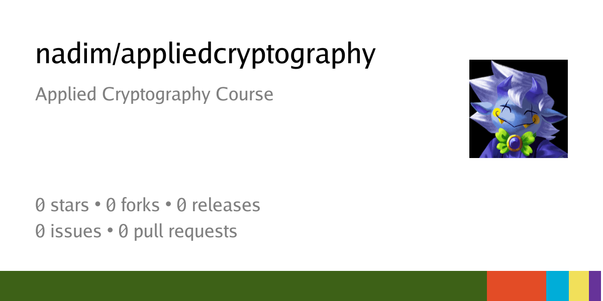 nadim/appliedcryptography: Applied Cryptography Course - Cedarcrypt